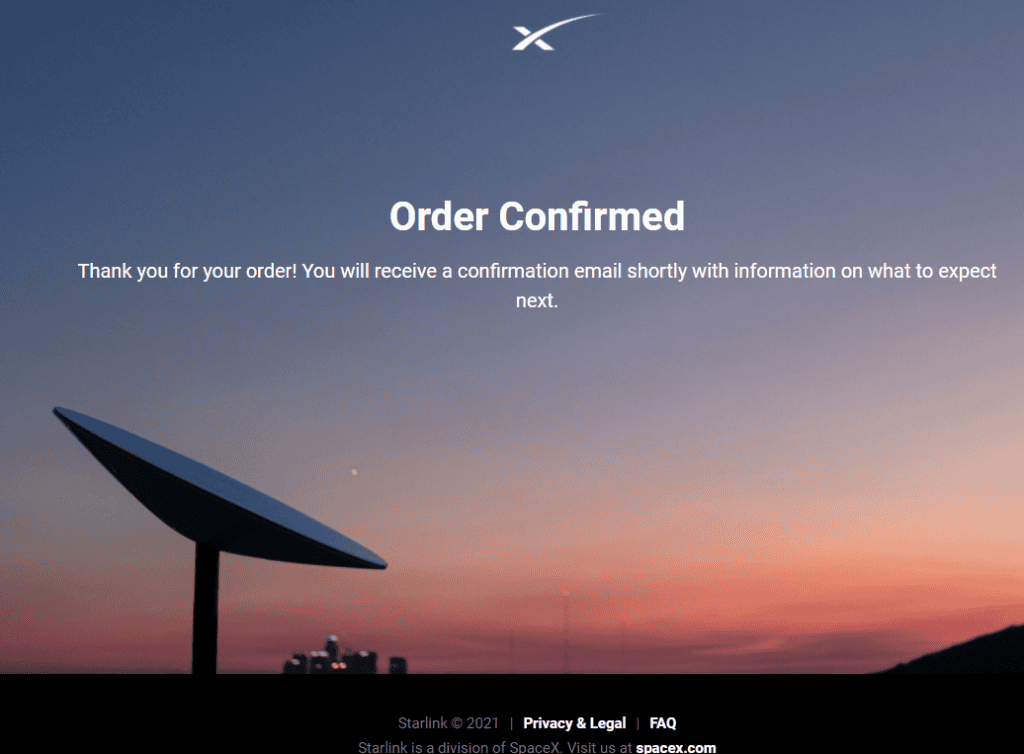 SpaceX Starlink Internet Ordered
